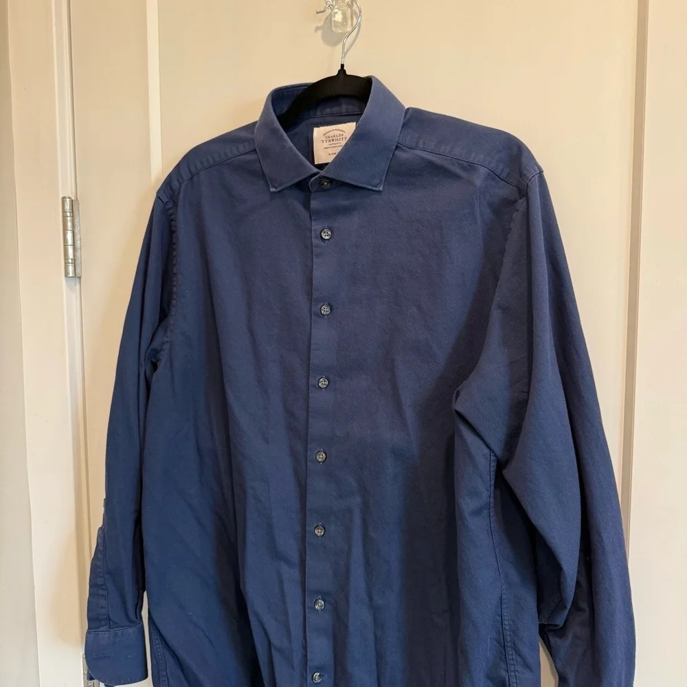 Charles Tyrwhitt Classic Fit Dress Shirt Men’s 16 Blue 100% Cotton Button Down